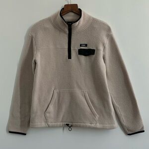 PINK Victoria’s Secret Cream Black Fleece Half Zip Sweater Jacket